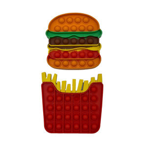 Pair of Push Popit Hamburger and Fries Pop Bubble Sensory Fidget ADHD Toy